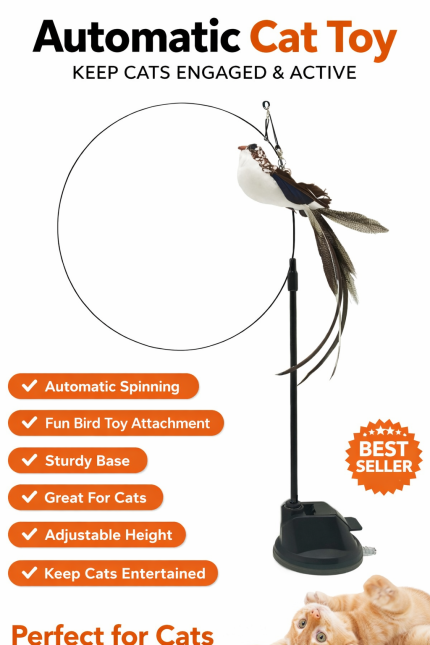 Interactive automatic cat teaser toy with suction cup base