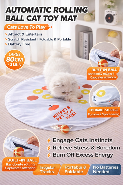 interactive cat toy mat with automatic moving ball features