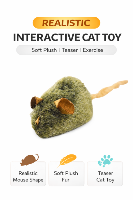 green mouse cat toy with tail interactive plush teaser toy for cats