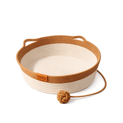 large wicker cat bed round deep pet nest for cats breathable natural
