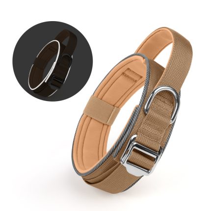 Beige dog collar adjustable durable pet collar