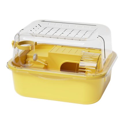 Yellow hamster cage large acrylic enclosure for golden hamster with ventilation portable small pet habitat